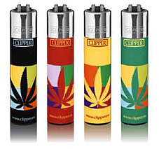 Clipper super lighter gas refillable collectablecannabis leaf 4 set limited edi