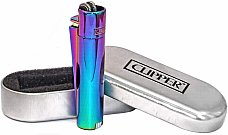 Clipper metal Icy Blue Flint  lighter genuine product 2 year warranty gift case