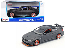BMW M4 GTS Gray with Carbon Top Orange Wheels 1/24 Diecast Model Car by Maisto