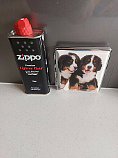 Dog Cigarette case & oil lighter with  Zippo 125 ml lighter fluid  fast shipping