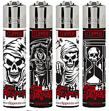 Clipper gas collectable set of 4  Grim Reaper comes with BONUS CLIPPER BRIO  LIG