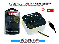 Sansai 3xUSB HUB + All-in-1 Card Reader, High Speed and 3 Ports USB2.0 HUB