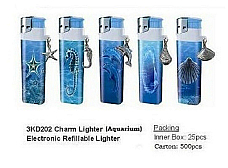 10 x Lighters electronic gas refillable aquarium pewter charm with windproof sha