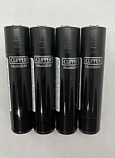 Genuine Clipper Lighter  SOLID  Black Refillable Flint normal flame   - 8 Pack