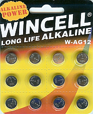 Batteries 12 x AG12, SR43W,SR43,386,LR43 Alkaline Long Life Wincell