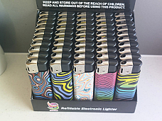large gas refillable electronic lighters Adjustable flame Colourful theme 50