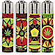 Clipper  4 x Jamacian Leaf, Refillable Lighters (EB66)