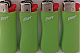 4x Great Rubberised Gas Refillable Adjustable Normal Flame Mini Lighters Green