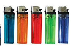 5 disposable lighters large see through assorted colors