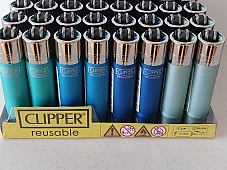 Clipper Lighters 48 Pack Wholesale Metallic Colors Refillable Collectible
