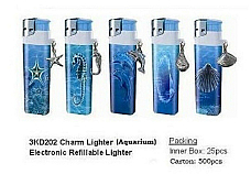 Zico Lighters electronic gas refillable aqarium pewter charm