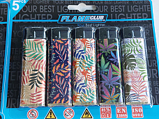 new large gas refillable electronic leaf Pattern lighters x 5 nor Flame Adjustab
