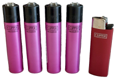 Clipper  4 xCrystal pink Refillable Lighters (EB66) collectable set of 4+ bonus