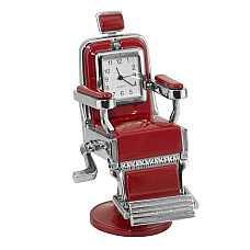 Miniature Red Barber Chair Novelty Quartz Movement Desktop Collectors Clock TM8