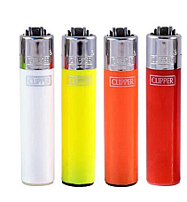 Genuine Clipper Lighter  SOLID  Color Refillable Flint normal flame   - 4 Pack