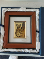 Koala souvenir 24 kt gold leaf photo in wooden frame and gift boxed