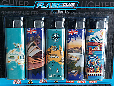 new large gas refillable electronic Aust Pattern lighters x 5 nor Flame Adjustab