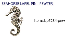 Sea Horse  Brooch 3D Pewter