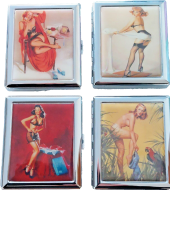 AZTEC wholesale set of 4 collectable Retro Pin up girls cigarette cases