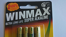 alkaline super powerAA batteries 4 pk great value WINMAX 400% more power