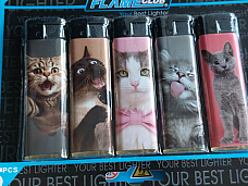 new large gas refillable electronic CAT Pattern lighters x 5 nor Flame Adjustabl