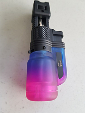Powerfull Jet Flame Lighter Adjustable Flame Soft Touch Rubberized Pink And Blu