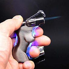 Gun style lady body jet lighter with light unique