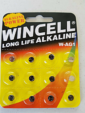 Batteries 12 x WAG1  SR621SW/SR60/364/LR621  Alkaline Long Life Wincell