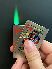 Playing Card Lighter Butane Wind proof Jet Lighter King & led torch