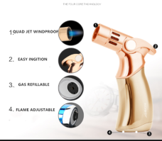 Jobon 4 Flame Jet Torch Lighter Windproof Refillable powerful Blow torch