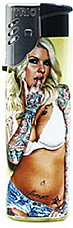 Jet flame windproof  tattoo girl  gas refillable large lighter