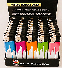 large gas refillable electronic lighters Adjustable flame Unique colours 100