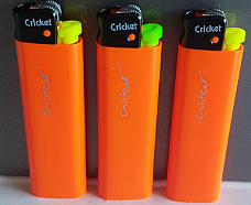 Cricket lighters lot of 3 Large slimline neon orange disposable