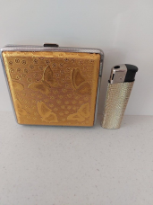 High quality Regal cigarette case butterfly gold with gold glitter lighter