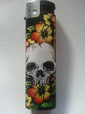 Zico LIGHTER ELECTRONIC GAS REFILLABLE skull with flower QUALITY free postage ++