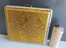 High quality Regal cigarette case butterfly style Gold and Gold lighter case