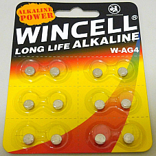 WINCELL W-AG4 ALKALINE BATTERIES PK OF 12 SR626/SR66/377/LR626  LONG LIFE BATTE