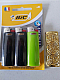 Bic lighters  pk 3 with Gold or Silver Metal lighter case