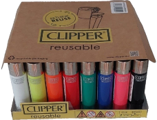 CLIPPER LIGHTERS wholesale  48 lighters assorted solid colors large gas refillab