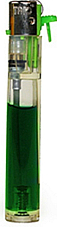 slimline gas refillable normal flame see through lighter green