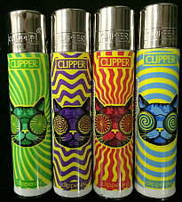 Clipper 8 x Trippy Cat, Refillable  Lighters (EB66) 2 sets