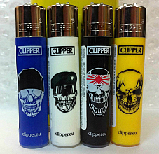 Clipper super lighter gas refillable , Micro skull collectable set of four