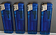 8 X large  Electronic Lighters gas refillable adjustable flame BLUE