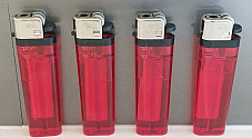 4 X  large MRK Cigarette Lighters Disposable adjustable flame red transparent