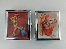 AZTEC collectable of 2 collectable Retro Pin up girl cigarette cases