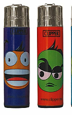 Clipper super lighter gas refillable collectable, emoticons  red and blue