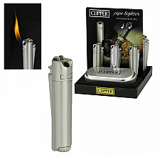 Clipper Pipe Lighter Angled Flame Metal gift Case Gas Refillable 2 year warranty