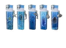 5 x Lighters electronic gas refillable aquarium pewter charm Comes with bonus