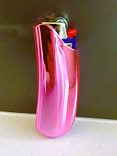 Pink Curved Lighter Case  for Large bic lighter comes  complete with lighter