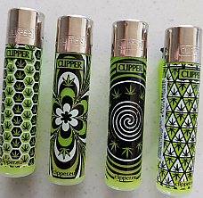 8 x Ganja Leaf, Refillable Clipper Lighters (EB66)